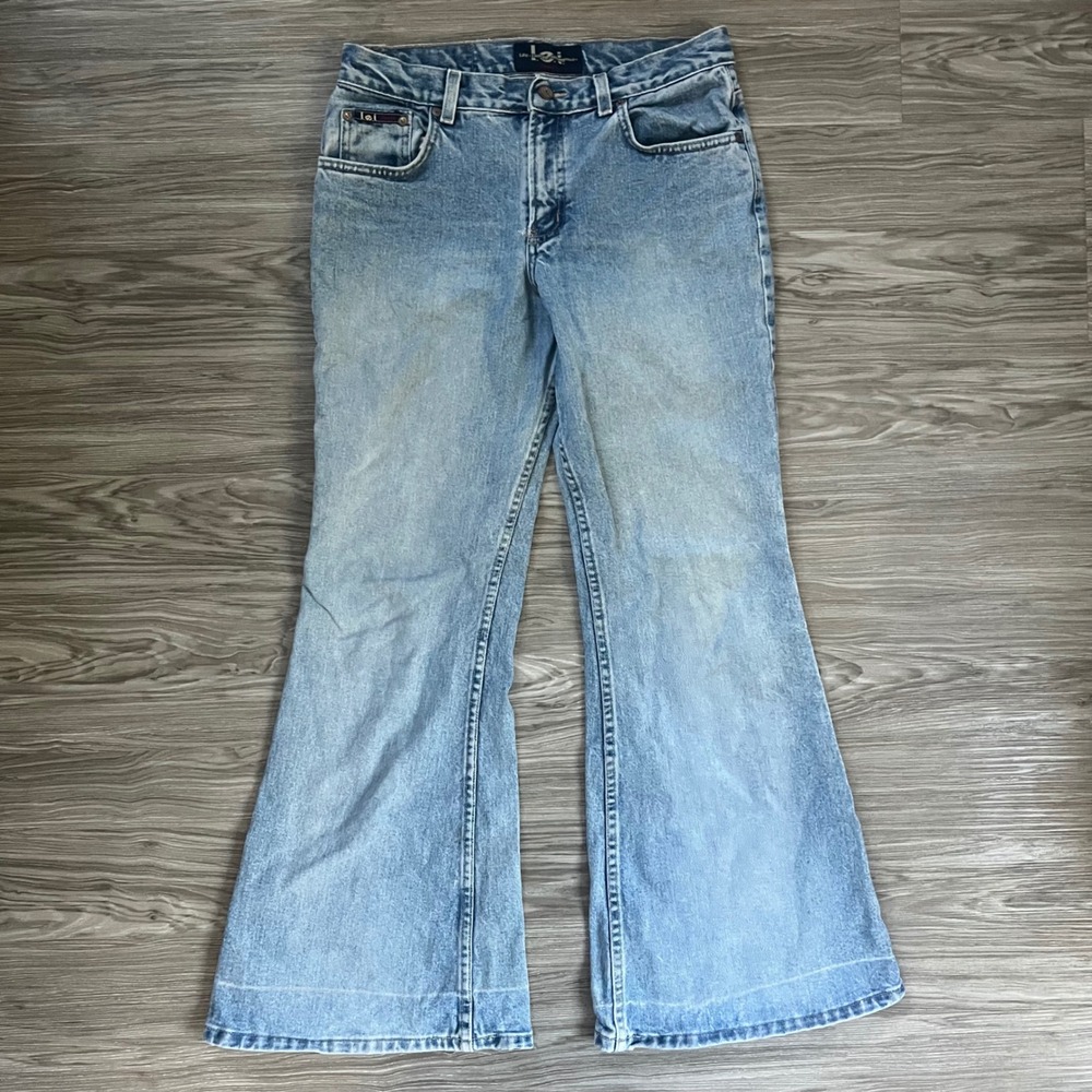 Vintage LEI Mens Light Wash Ultra Wide Flare Leg Denim Jeans 2232670 Size 31x31